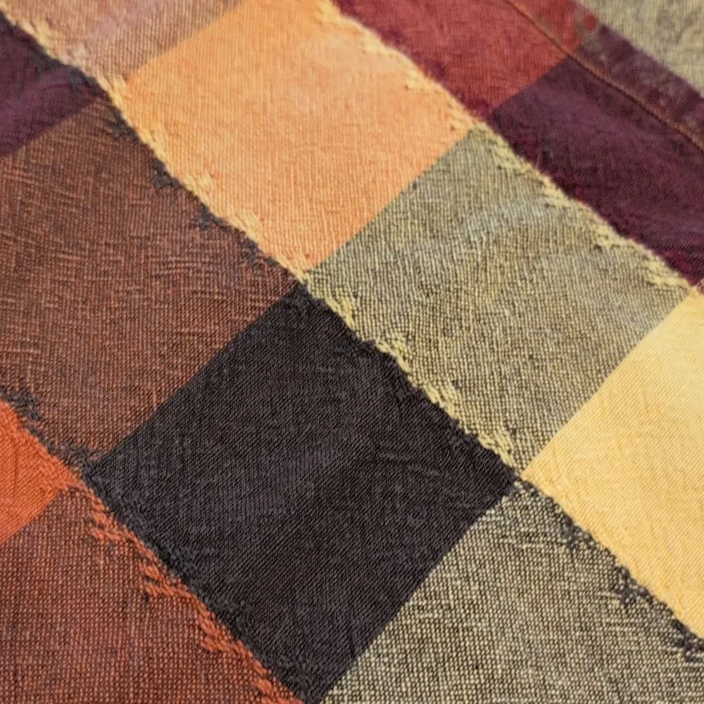Vintage Fall Colors Embroidered Large Check Rectangular Tablecloth
